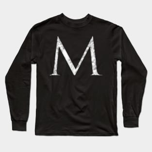 M in Roman White Marble Latin Alphabet Letter Sticker Long Sleeve T-Shirt